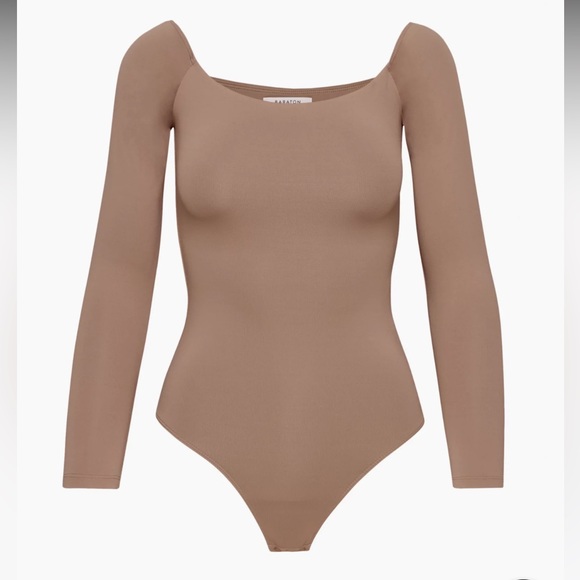 Aritzia Tops Aritzia Contour Longsleeve Bodysuit In Deep Taupe